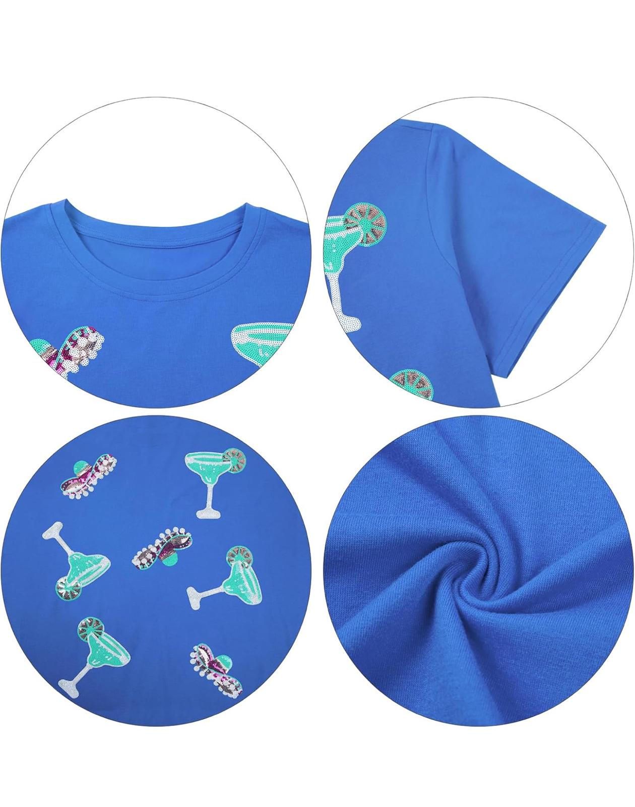 Women's Sequin Short Sleeve T-Shirt, Mexican Design, Mexican Design, Mexican Design, Glitter.
