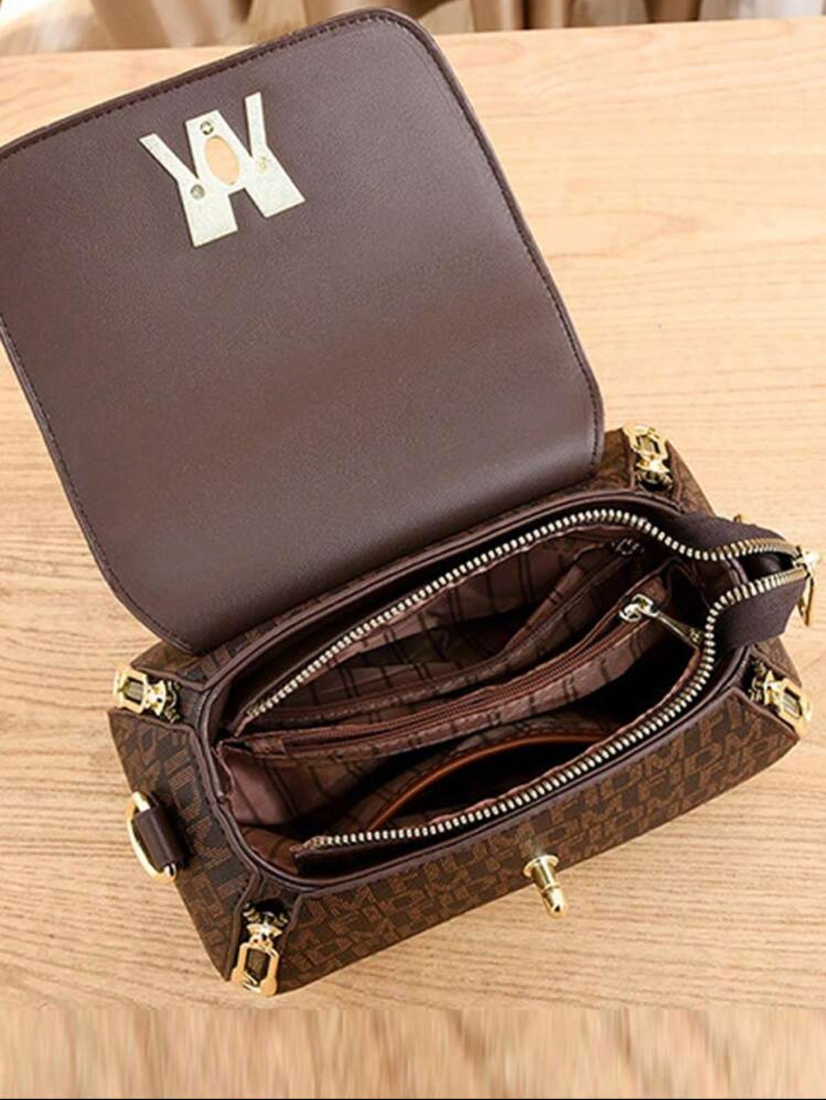 Vintage Letter Print Satchel Bag, Classic Colorblock Shoulder Handbag, Synthetic with Feature, Adjustable Strap, Zipper Closure, Polyester Lining, Edge Paint Detail, Occasion-Ready.